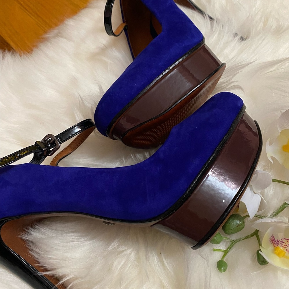 SCHUTZ Royal Blue Suede Platform Heels